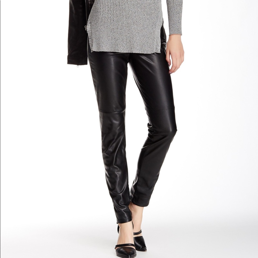 New Item Bagatelle Faux Leather Straight Leg black Pants moto
